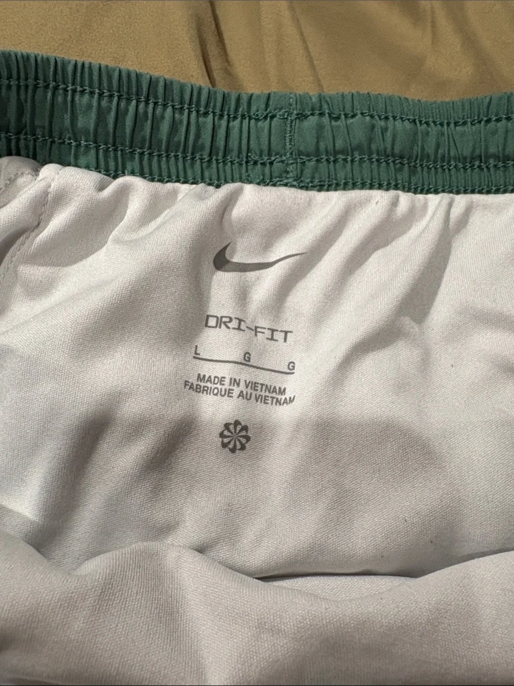 Nike Green Running Shorts with White Trim